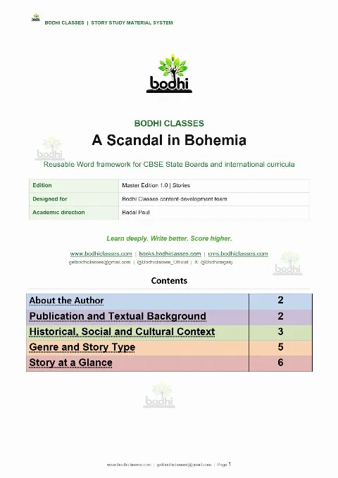 A Scandal in Bohemia: Study Guide, Worksheets and Answer Keys | Bodhi Classes book cover