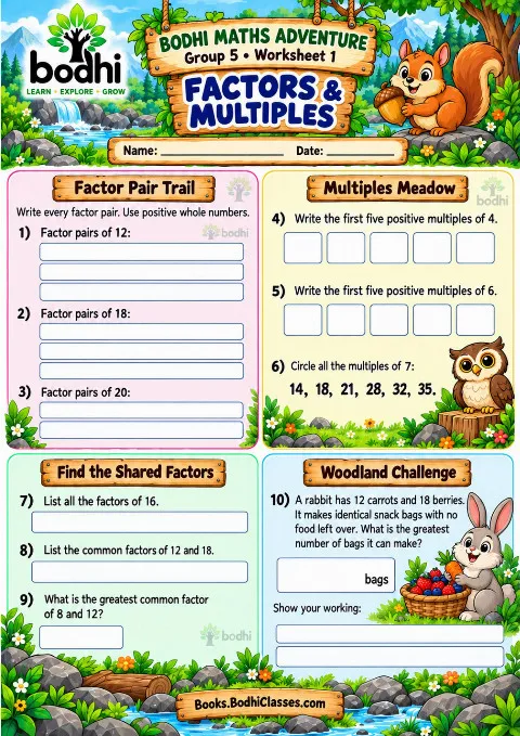 Bodhi Maths Adventure – Group 5: 10 Colourful Printable Maths Worksheets book cover