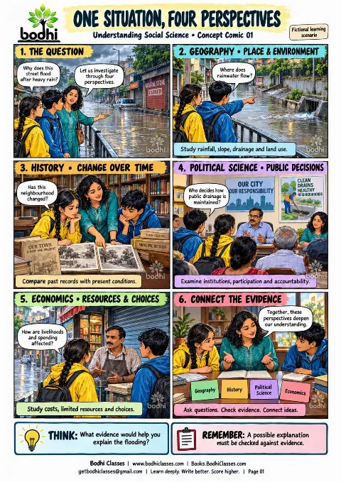 Understanding Social Science: Four Perspectives — Class 9 Comic, Teaching Panels & Worksheet book cover