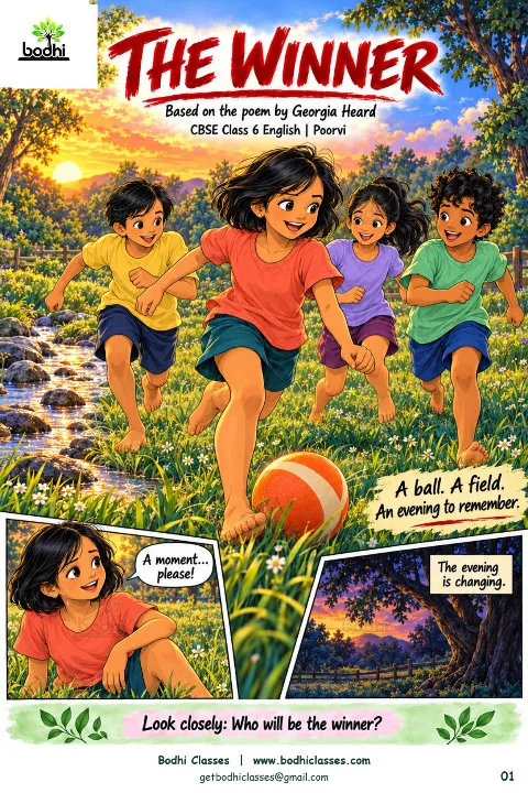 The Winner – CBSE Class 6 English Poorvi Comic PDF book cover