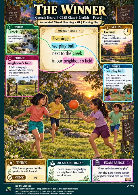 The Winner – Annotated Visual Study Guide | Class 6 English Poorvi book cover