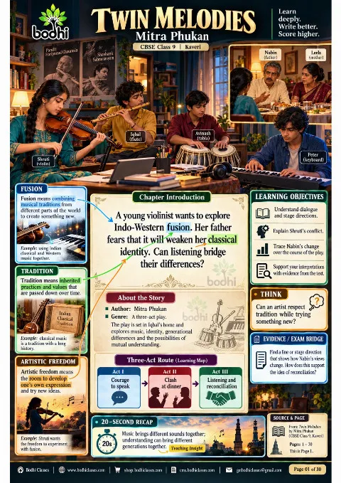 Twin Melodies: CBSE Class 9 English Kaveri — Illustrated Study Guide book cover