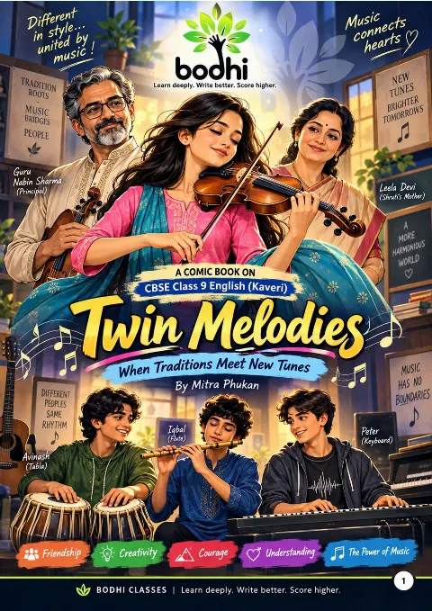 Twin Melodies: A Visual Comic Study Companion CBSE Class 9 English Kaveri Book book cover